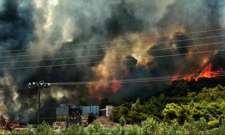 Greece .. A massive fire engulfs a forest